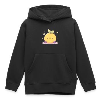 Mignon Chibi Kawaii Citron - Citron Mignon - Sweat Premium à capuche enfant bio - noir - Devant - AI Model Kid Male (0cm)