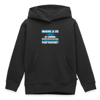 imagine la vie sans le cinéma - Sweat Premium à capuche enfant bio - noir - Devant - AI Model Kid Male (0cm)