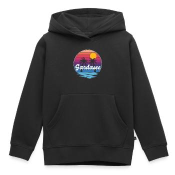 Lac de Garde vacanciers Gardasee - Sweat Premium à capuche enfant bio - noir - Devant - AI Model Kid Male (0cm)