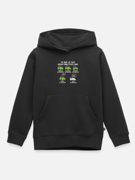 ce que je fais pendant mon temps libre tracteur - Sweat Premium à capuche enfant bio - noir