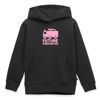 Futur pompier Camion de pompier Baby Girl Pink - Sweat Premium à capuche enfant bio - noir - Devant - AI Model Kid Male (0cm)