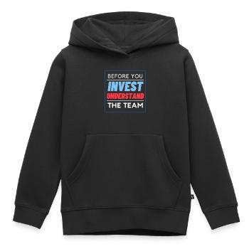 avant d’investir - Équipe - Sweat Premium à capuche enfant bio - noir - Devant - AI Model Kid Male (0cm)