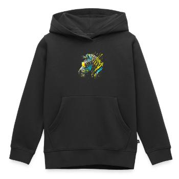Buntes Zebra mit Sonnenbrille Graffiti Airbrush - Kinder Premium Organic Hoodie - Schwarz - Vorne - AI Model Kid Male (0cm)