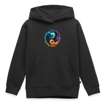 Yin Yang Symbol, Elemente, Tao, Chi, Spiritualität - Kinder Premium Organic Hoodie - Schwarz - Vorne - AI Model Kid Male (0cm)