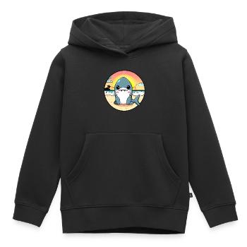 Requin détendu sur la plage - Sweat Premium à capuche enfant bio - noir - Devant - AI Model Kid Male (0cm)