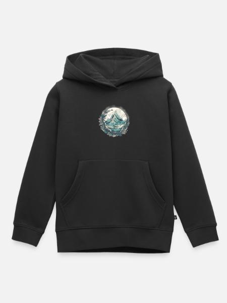 Nature Aventure Randonnée Camping Design - Sweat Premium à capuche enfant bio - noir