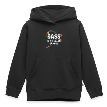 La basse est le bacon de la musique - Clef de basse - Sweat Premium à capuche enfant bio - noir - Devant - AI Model Kid Male (0cm)