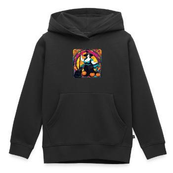 Witch with black cat in mosaic style - Kids Premium Organic Hoodie - black - Front - AI Model Kid Male (0cm)