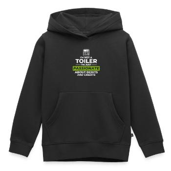 Comptable passionné Débits Crédits Drôle Humour - Sweat Premium à capuche enfant bio - noir - Devant - AI Model Kid Male (0cm)