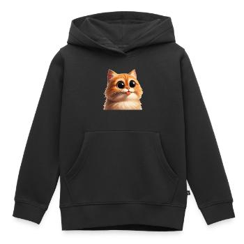 Katze mit riesigen Augen - Kinder Premium Organic Hoodie - Schwarz - Vorne - AI Model Kid Male (0cm)