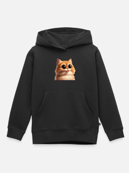 Katze mit riesigen Augen - Kinder Premium Organic Hoodie - Schwarz