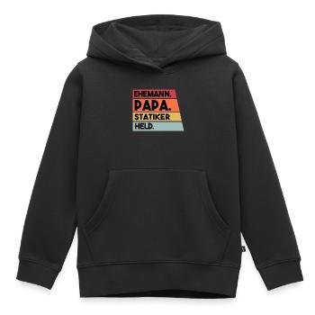 Mari, Papa, Ingénieur en structure, Héros - Sweat Premium à capuche enfant bio - noir - Devant - AI Model Kid Male (0cm)