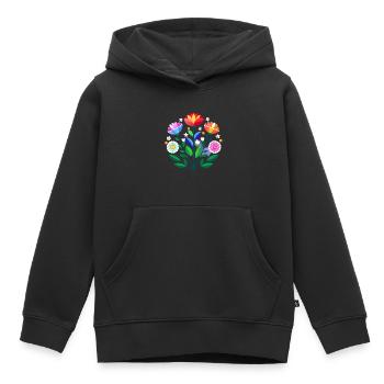 subtle bi pride flowers - Kids Premium Organic Hoodie - black - Front - AI Model Kid Male (0cm)
