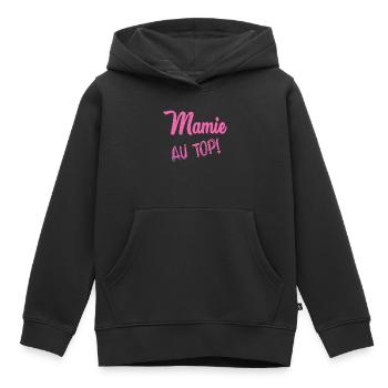 MAMIE - Sweat Premium à capuche enfant bio - noir - Devant - AI Model Kid Male (0cm)