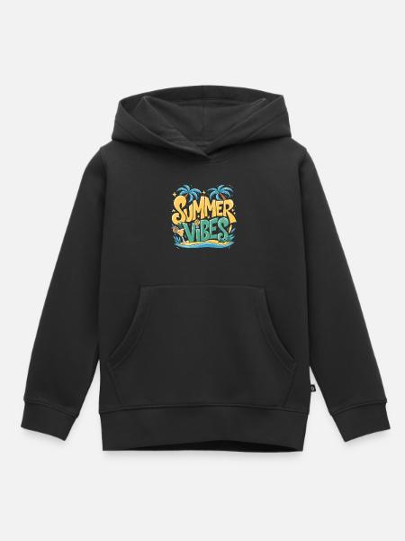 Ambiance d’été, Soleil, Vacances, Palmiers, Palmiers - Sweat Premium à capuche enfant bio - noir