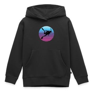 Diver Diver Hommes Scuba Diver Plongée sous-marine - Sweat Premium à capuche enfant bio - noir - Devant - AI Model Kid Male (0cm)