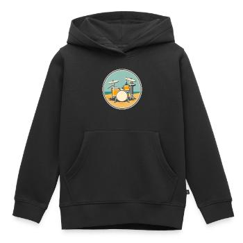 Drum Set Illustration - Kinder Premium Organic Hoodie - Schwarz - Vorne - AI Model Kid Male (0cm)