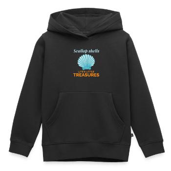 Pétoncles Coquillages Collector Beachcomber Crustacés - Sweat Premium à capuche enfant bio - noir - Devant - AI Model Kid Male (0cm)