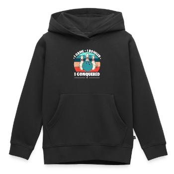 Je suis venu, j’ai joué au bowling, j’ai conquis le bowling amusant - Sweat Premium à capuche enfant bio - noir - Devant - AI Model Kid Male (0cm)