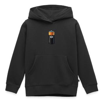 battery - Kids Premium Organic Hoodie - black - Front - AI Model Kid Male (0cm)
