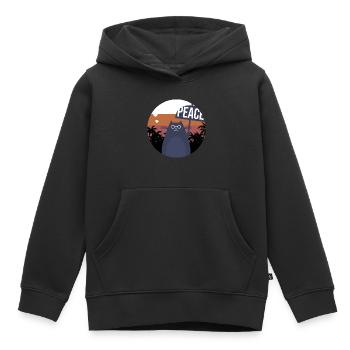 Chat Noir pour la Paix - Sweat Premium à capuche enfant bio - noir - Devant - AI Model Kid Male (0cm)