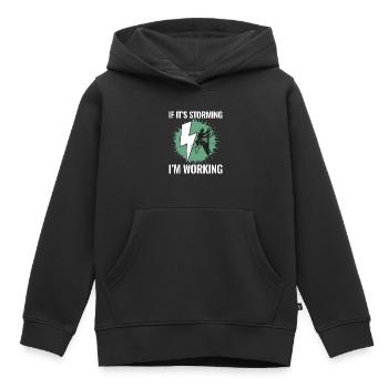 Lineman Storm Work Brave Dedicated Hero - Kids Premium Organic Hoodie - black - Front - AI Model Kid Male (0cm)