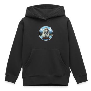 Yéti - Sweat Premium à capuche enfant bio - noir - Devant - AI Model Kid Male (0cm)