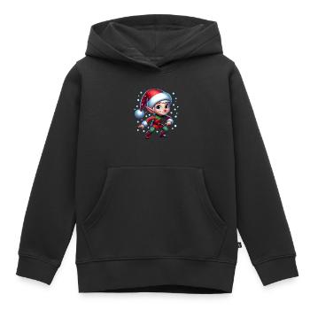Noël Onze Boules de Neige - Sweat Premium à capuche enfant bio - noir - Devant - AI Model Kid Male (0cm)