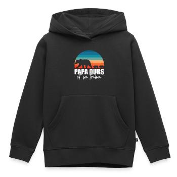 Papa ours - Petits ours - Sweat Premium à capuche enfant bio - noir - Devant - AI Model Kid Male (0cm)