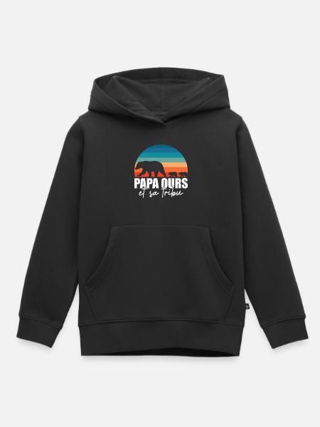 Papa ours - Petits ours - Sweat Premium à capuche enfant bio - noir