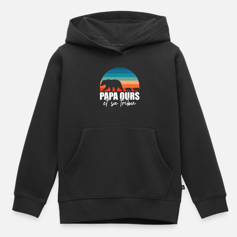 Papa ours - Petits ours - Sweat Premium à capuche enfant bio - noir