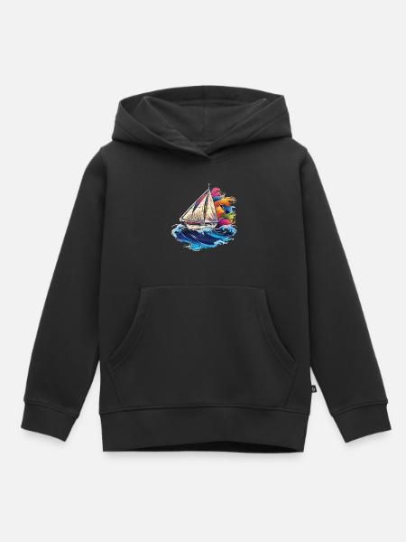 Segeln Synthwave - Kinder Premium Organic Hoodie - Schwarz