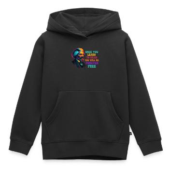 Sobald du lesen lernst, bist du frei - Kinder Premium Organic Hoodie - Schwarz - Vorne - AI Model Kid Male (0cm)