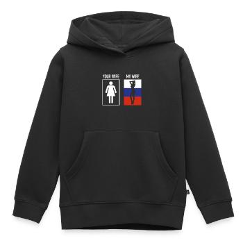 My wife Geschenk Russische Russland Liebe - Kinder Premium Organic Hoodie - Schwarz - Vorne - AI Model Kid Male (0cm)