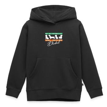 Mein Dackel hat Mut und Persoenlichkeit - Kinder Premium Organic Hoodie - Schwarz - Vorne - AI Model Kid Male (0cm)