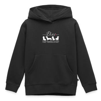 Dackel mit Persönlichkeit Dackelsilhouetten - Kinder Premium Organic Hoodie - Schwarz - Vorne - AI Model Kid Male (0cm)