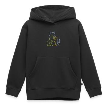 Tierische Freunde – blau grün gelb - Kinder Premium Organic Hoodie - Schwarz - Vorne - AI Model Kid Male (0cm)