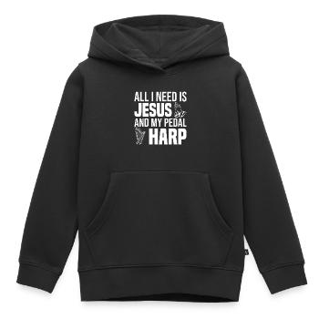 Harfe - Kinder Premium Organic Hoodie - Schwarz - Vorne - AI Model Kid Male (0cm)
