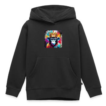 Singe mignon avec couronne dans le style graffiti - Sweat Premium à capuche enfant bio - noir - Devant - AI Model Kid Male (0cm)