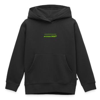 warum bloß? - Kinder Premium Organic Hoodie - Schwarz - Vorne - AI Model Kid Male (0cm)