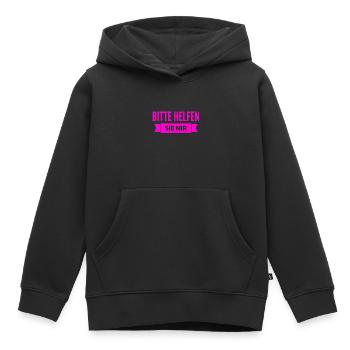 ich brauche Hilfe - Kinder Premium Organic Hoodie - Schwarz - Vorne - AI Model Kid Male (0cm)