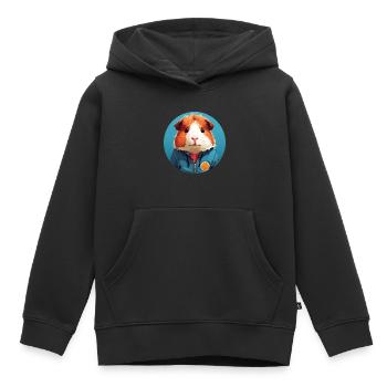 Cute guinea pig with outdoor jacket - Kids Premium Organic Hoodie - black - Front - AI Model Kid Male (0cm)