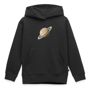 Saturne - Sweat Premium à capuche enfant bio - noir - Devant - AI Model Kid Male (0cm)