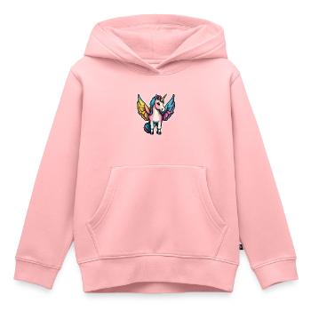 Licorne avec des ailes - Sweat Premium à capuche enfant bio - rose - Devant - AI Model Kid Female (0cm)