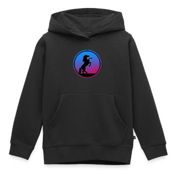 Pferd Springreiter Springpferd Galopp Pferdestall - Kinder Premium Organic Hoodie - Schwarz - Vorne - AI Model Kid Male (0cm)