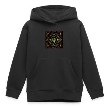 Figure abstraite, symétrique et colorée - Sweat Premium à capuche enfant bio - noir - Devant - AI Model Kid Male (0cm)