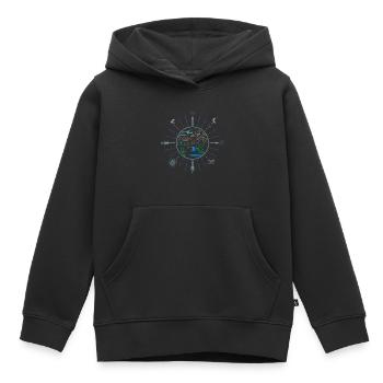 Wildnis (Kompass, minimal) - Kinder Premium Organic Hoodie - Schwarz - Vorne - AI Model Kid Male (0cm)