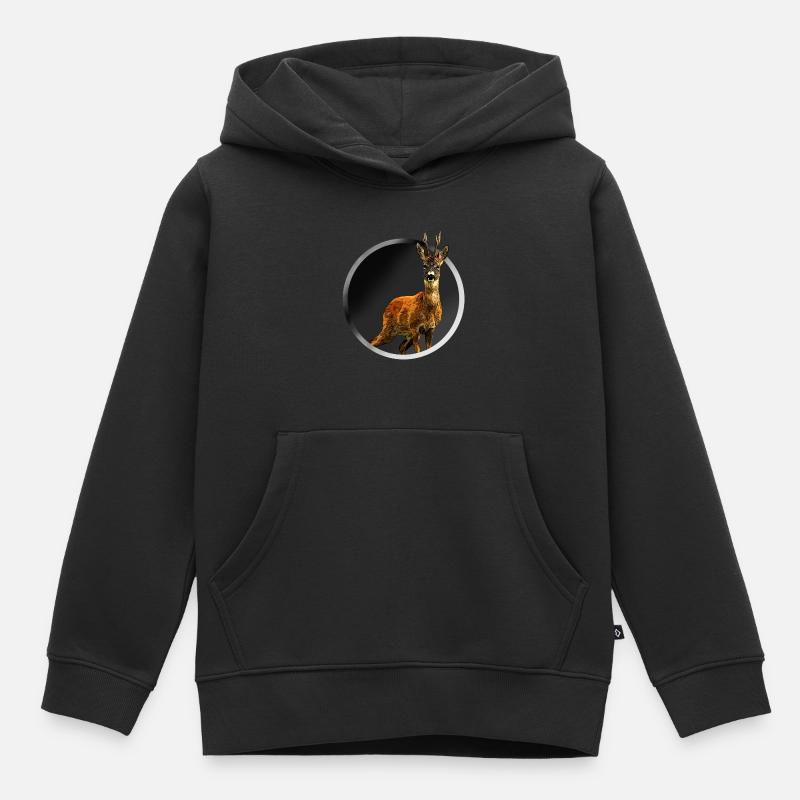 cerf - Sweat Premium à capuche enfant bio - noir