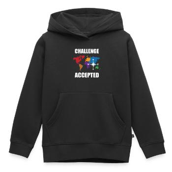 Carte du monde de voyage du monde - Sweat Premium à capuche enfant bio - noir - Devant - AI Model Kid Male (0cm)