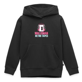 Bandes rétro Walkman - Sweat Premium à capuche enfant bio - noir - Devant - AI Model Kid Male (0cm)